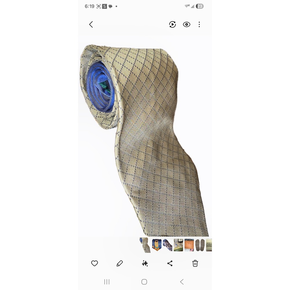 Tommy Hilfiger mens tie, 100% silk, tan and blue, diamond pattern